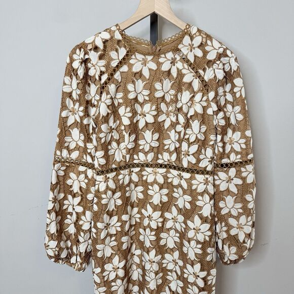 Petal & Pup Pierre Floral Long Sleeve Lace Midi Dress Size Small - Picture 3 of 9